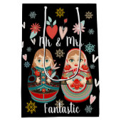 Russisch Matryoshka Dolls Mr & Mrs Snowflakes Medium Cadeauzakje (Achterkant)