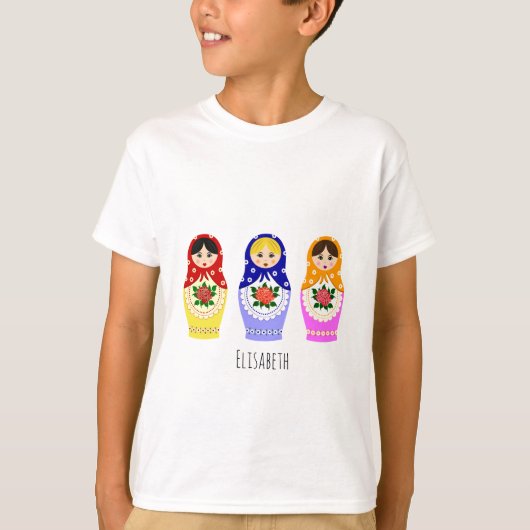 Russisch matryoshka poppen kinder shirt (Voorkant)