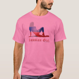 Russisch meisje Silhouette vlag T-shirt