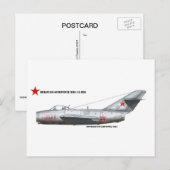 Russisch Mikoyen-Gurevich MiG-15Bis Briefkaart (Voorkant / Achterkant)