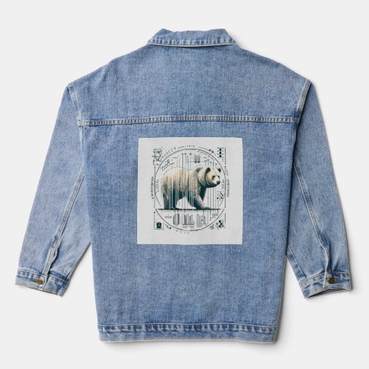 Russisch Nana Beer wild dier Denim Jacket (Achterkant)
