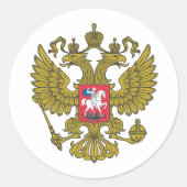 Russisch nationaal embleem ronde sticker (Voorkant)