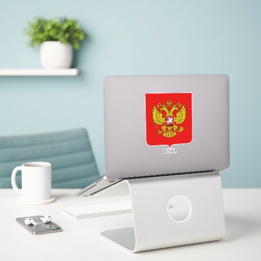 Russisch nationaal wapenschild sticker (Laptop op bureau)