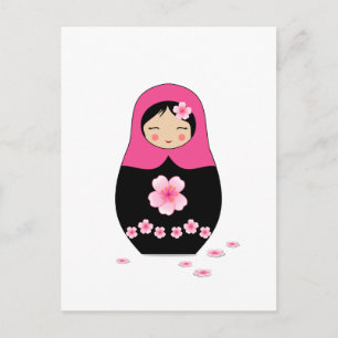 Russisch nestende Doll Pink Matryoshka Babushka Briefkaart
