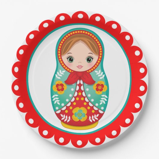 Russisch Nesting Doll Matryoshka-Bord Papieren Bordje (Voorkant)