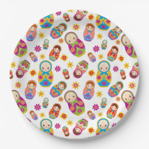Russisch Nesting Doll Matryoshka-Bord Papieren Bordje