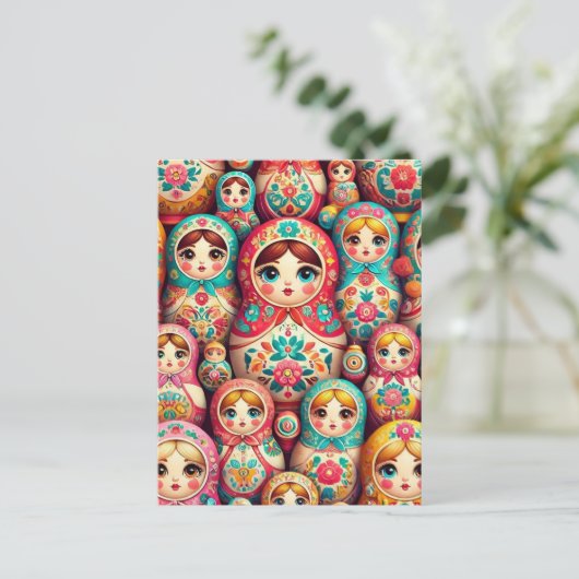 Russisch nestpop briefkaart (Staand voorkant)