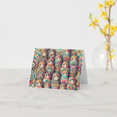 Russisch nestpop wenskaart kaart (Gele Bloem)