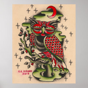 Russisch ontwerp van het Tattoo van de Owl Poster