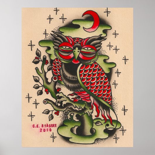 Russisch ontwerp van het Tattoo van de Owl Poster (Voorkant)