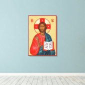 Russisch-orthodox icoon van Jezus Christus Canvas Afdruk (Insitu (Houten vloer))