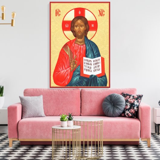 Russisch-orthodox icoon van Jezus Christus Canvas Afdruk (Insitu (Woonkamer))