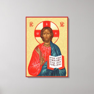 Russisch-orthodox icoon van Jezus Christus Canvas Afdruk