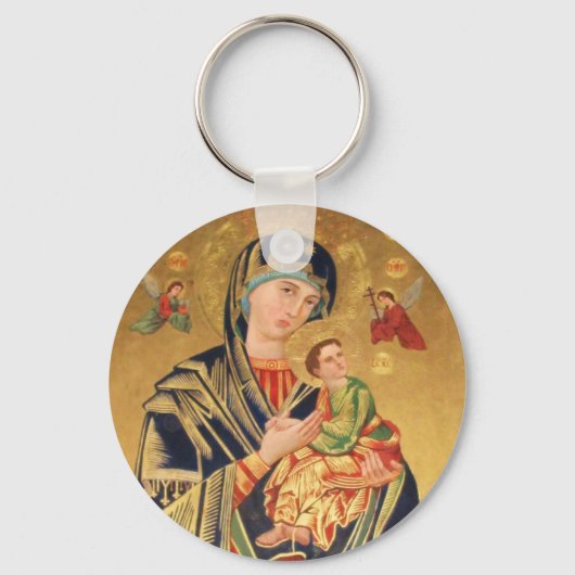 Russisch-Orthodoxe icoon - Maagd Maria en kindje J Sleutelhanger (Voorkant)