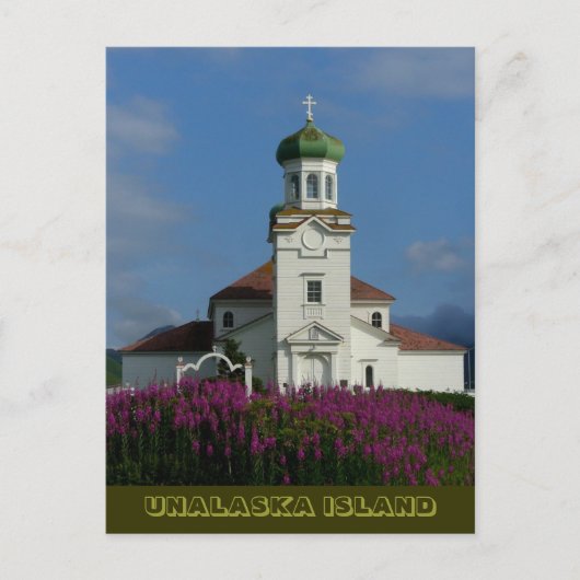 Russisch-orthodoxe kerk in de zomer met vuurweed briefkaart (Voorkant)
