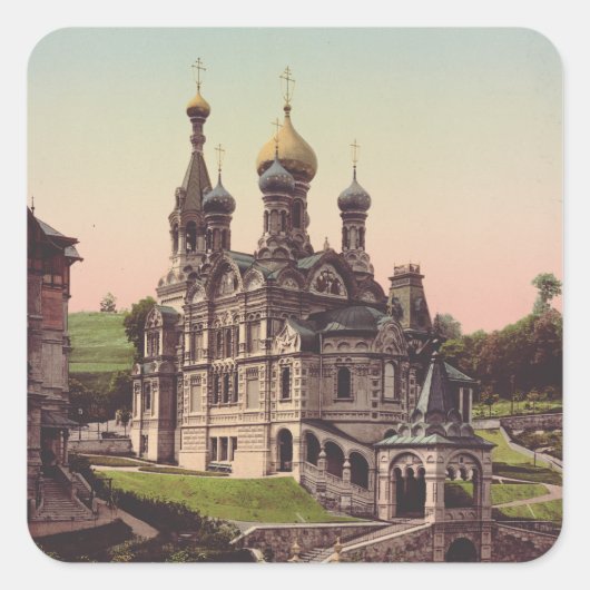 Russisch-orthodoxe Kerk in Moskou Vierkante Sticker (Voorkant)
