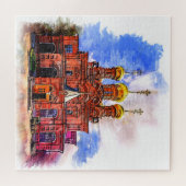 Russisch-orthodoxe kerk. Schets stijl illustratie Legpuzzel (Horizontaal)