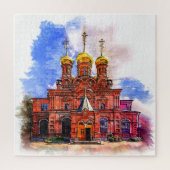 Russisch-orthodoxe kerk. Schets stijl illustratie Legpuzzel (Verticaal)