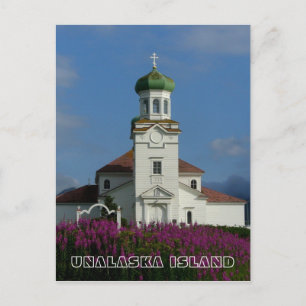 Russisch-orthodoxe kerk~ Unalaska, AK Briefkaart