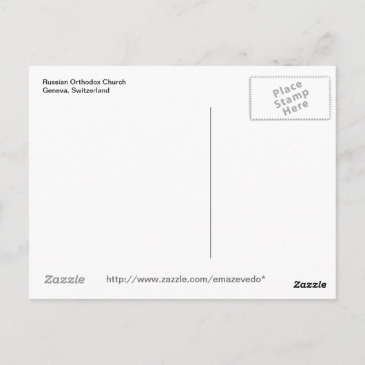 Russisch-orthodoxe kerk van het Briefkaart van Gen (Achterkant)