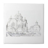 Russisch-orthodoxe kerkarchitectuurschets tegeltje (Voorkant)