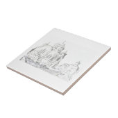 Russisch-orthodoxe kerkarchitectuurschets tegeltje (Zijkant)