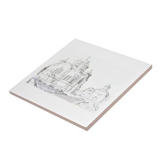 Russisch-orthodoxe kerkarchitectuurschets tegeltje (Zijkant)