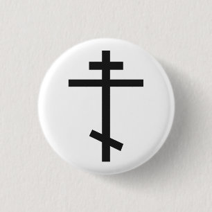 Russisch-orthodoxe kruis ronde button 3,2 cm