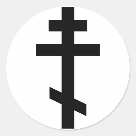 Russisch-orthodoxe kruis ronde sticker (Voorkant)