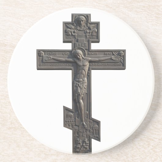 Russisch orthodoxe kruis zandsteen onderzetter (Voorkant)