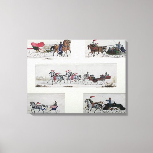 Russisch paard getekende sleeën canvas afdruk (Voorkant)