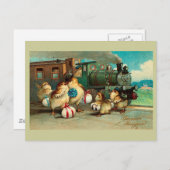 Russisch  Pasen met trein Feestdagenkaart (Voorkant / Achterkant)