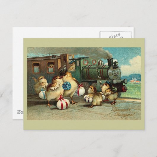Russisch  Pasen met trein Feestdagenkaart (Voorkant / Achterkant)
