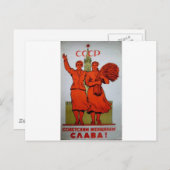  Russisch Poster "Sovjetvrouw" Briefkaart (Voorkant / Achterkant)