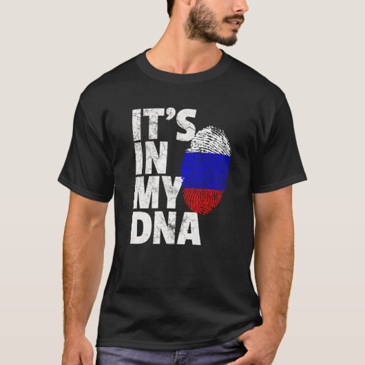 Russisch Rusland Vlag in mijn DNA-kerstcadeau T-shirt (Voorkant)