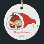 Russisch schildpad Keramisch Ornament<br><div class="desc">kerstversiering met een Russische schildpad,  ook bekend als Horsfield tortoise (Agrionemys horsfieldii). Geef de tekst uit om het even welke persoon te passen.</div>