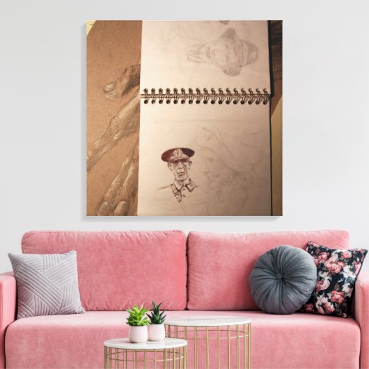 Russisch soldaat schetsboek Canvas (Insitu (Woonkamer))