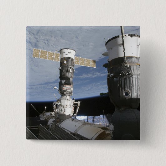 Russisch Soyuz en Progress-ruimtevaartuigen Vierkante Button 5,1 Cm (Voorkant)