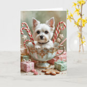 Russisch Speelgoed Terriër Hond Kerst Wenskaart Kaart (Gele Bloem)