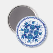 Russisch traditioneel ornament in Gzhel-stijl Magneet (Voorkant / Achterkant)