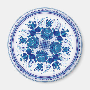 Russisch traditioneel ornament in Gzhel-stijl Magneet