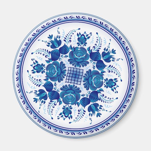 Russisch traditioneel ornament in Gzhel-stijl Magneet (Voorkant)