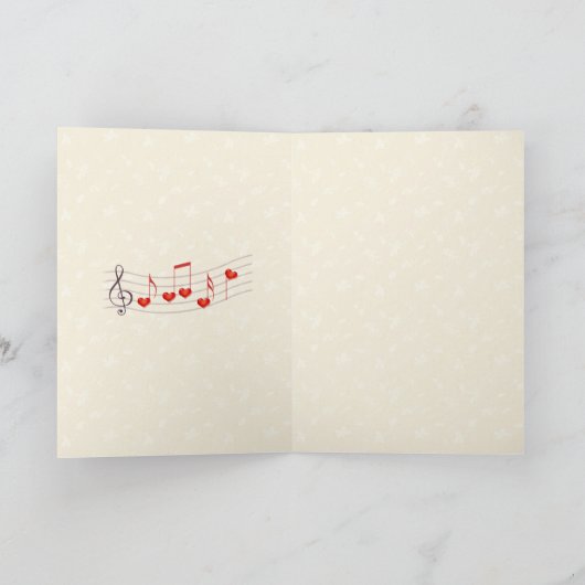 Russisch Valentijn Kaart - Muzikale noten, hart, r (Binnen)
