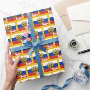 Russisch vlag inpakpapier, Gouden, Rusland Cadeaupapier