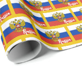 Russisch vlag inpakpapier, Gouden, Rusland Cadeaupapier (Rol Hoek)