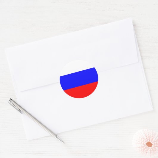 Russisch vlaggen ronde sticker (Envelop)