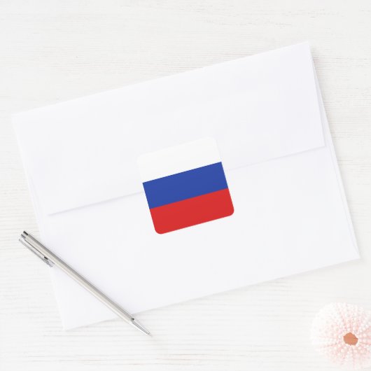 Russisch vlaggen vierkante sticker (Envelop)