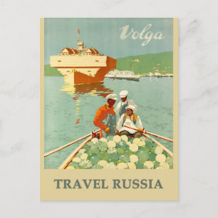  Russisch Volga River Travel Poster Briefkaart