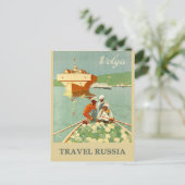  Russisch Volga River Travel Poster Briefkaart (Staand voorkant)
