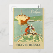  Russisch Volga River Travel Poster Briefkaart (Voorkant / Achterkant)